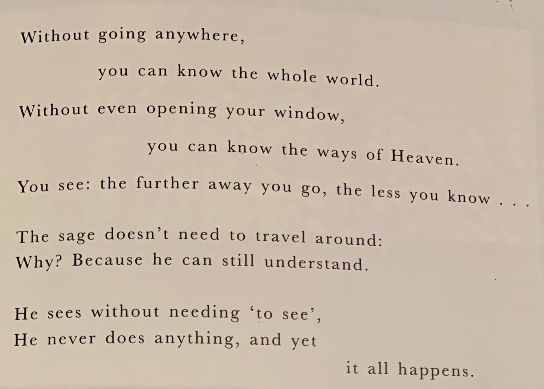 tao te ching, verse 47. tao te ching, verse 47
